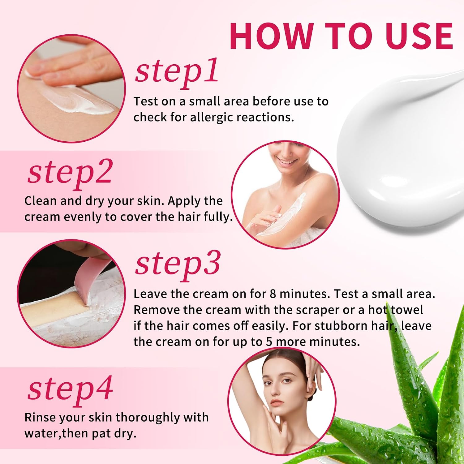 Hair Removal Cream for Women, Aloe Vera Depilatory Cream for Intimate Areas and Pubic Area-Hair Removal for Body Legs Arms Underarms Bikini, Gentle Formula for All Skin Type