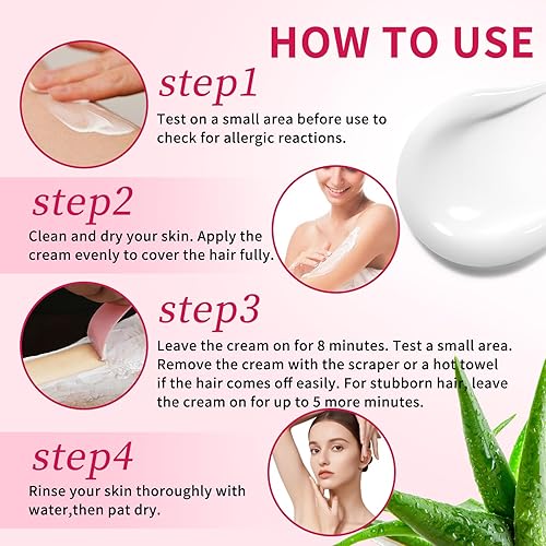 Miniatura 7 de Crema depilatoria para mujeres, crema depilatoria de aloe vera para áreas íntimas y áreas púbicas, depilación para cuerpo, piernas, brazos, axilas,