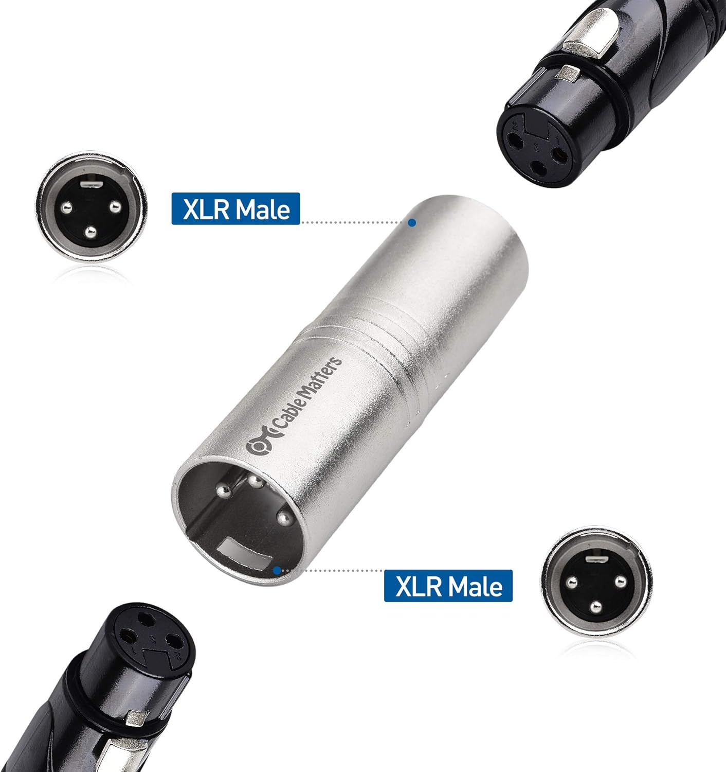 Cable Matters 2-Pack XLR Male to Male Adapter, XLR Coupler/Gender Changer