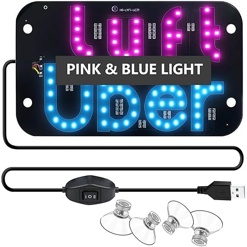 LED car Sign, 7.5 x 4.5 inches, for Taxi windshields, with Suction Cups, Dual-Color Conversion, TaxiSign LED Windshield Light, LED car Sticker