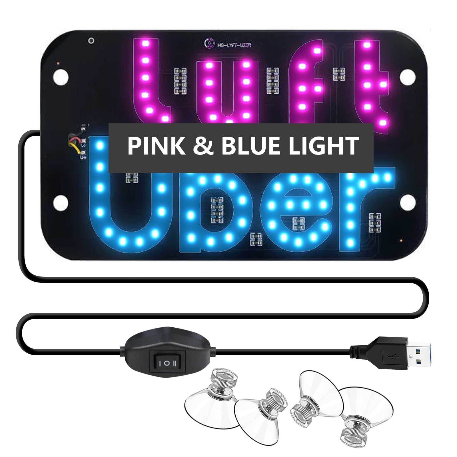 LED car Sign, 7.5 x 4.5 inches, for Taxi windshields, with Suction Cups, Dual-Color Conversion, TaxiSign LED Windshield Light, LED car Sticker