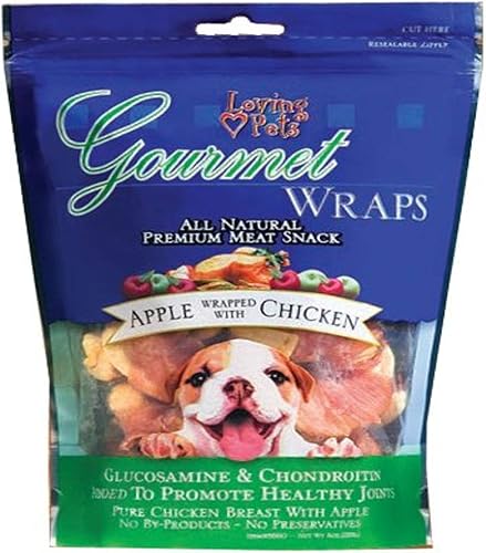 Loving Pets todos los Apple y pollo Wraps Premium con Glucosamina y naturales Dog Treats Chondroitin 6oz