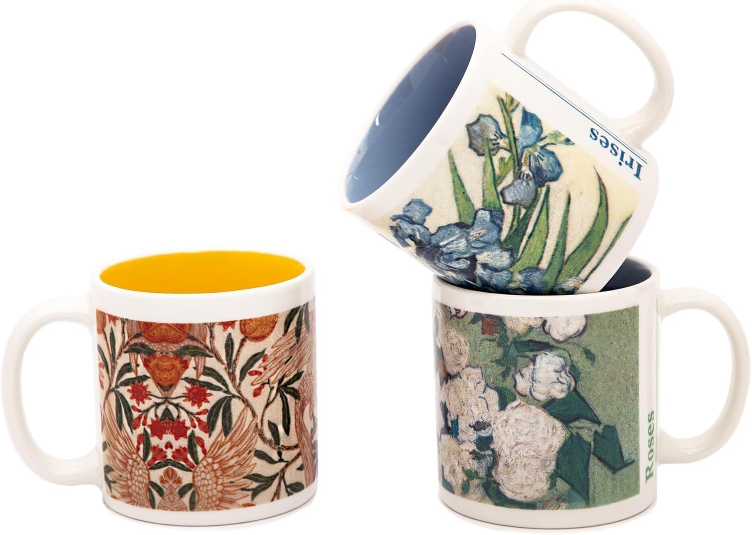 Topadorn Set of 3 Ceramic Espresso Cups, 3.5 Oz Demitasse Cups Perfect for Espresso Machine and Coffee Maker, Microwave Dishwasher Safe Coffee Mugs, Holiday Gift Her Him, Artistic Style Flowers