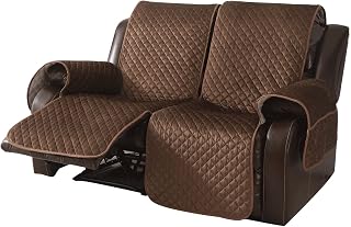 Non Slip Recliner Sofa Covers,Velvet Waterproof Recliner Couch Covers for 2 seat,Washable Reclining Couch Cover Furniture Protector for Dogs,Pets (Brown, 2 Seater)
