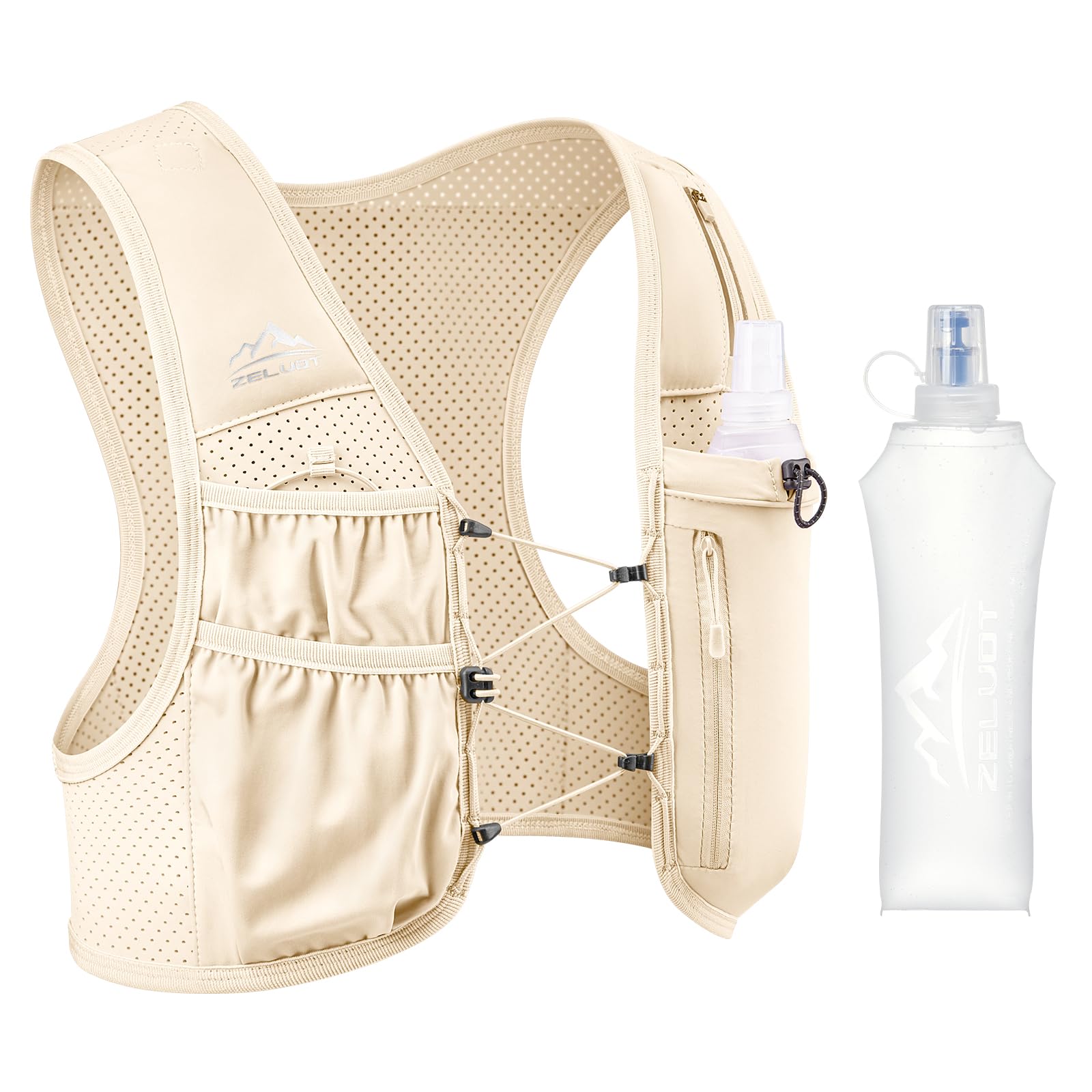 Zelvot Running Vest for Women Men, US Patent, Adjustable Chest Straps Running Hydration Vest with 500ml Soft Flask, Lightweight Reflective Hydration Backpack for Marathon