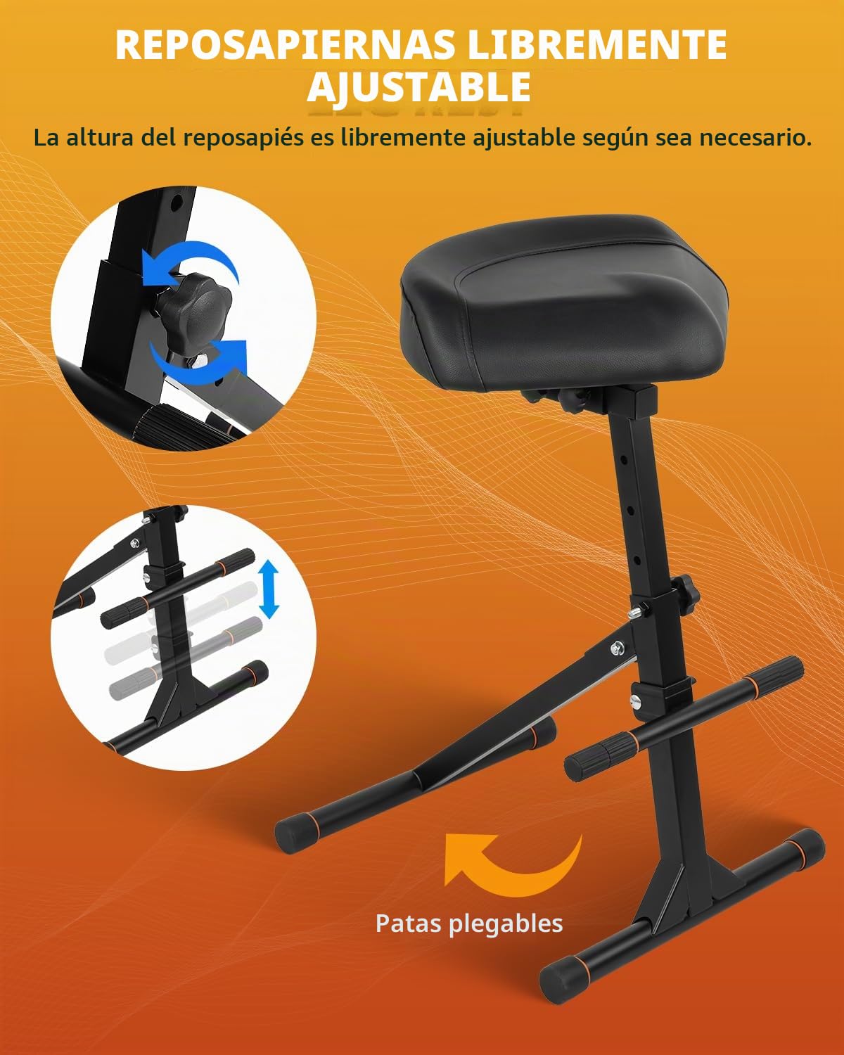 Strich Taburete de Guitarra, Asiento de Guitarra con Altura Ajustable, Taburete de Silla de Guitarra con cómodo cojín Acolchado, reposapiés para Adultos y niños, Trono de Tambor, Asiento de Tambor