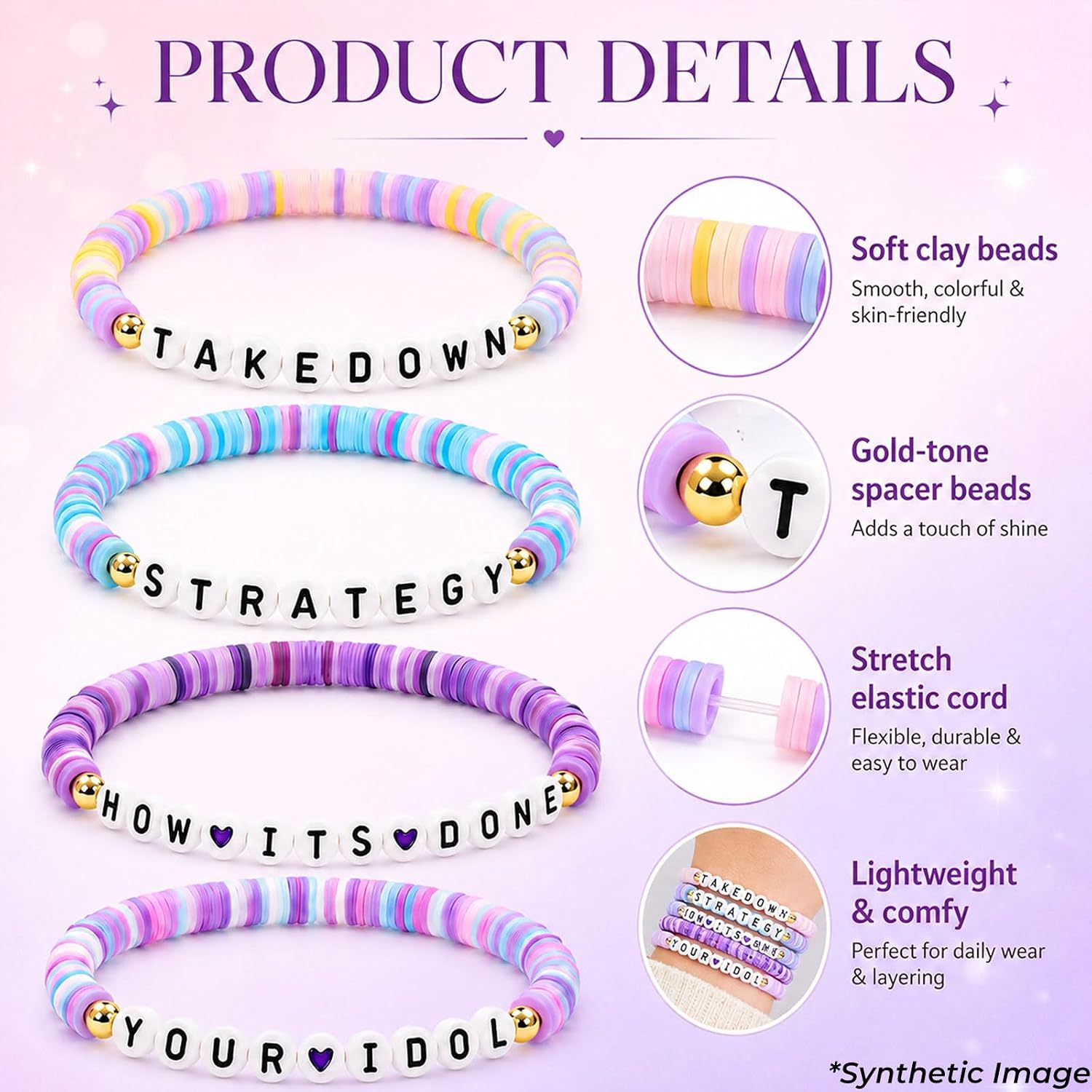 K pop Bracelet Party Favors, 10Pcs Friendship Merch Bracelets for Women