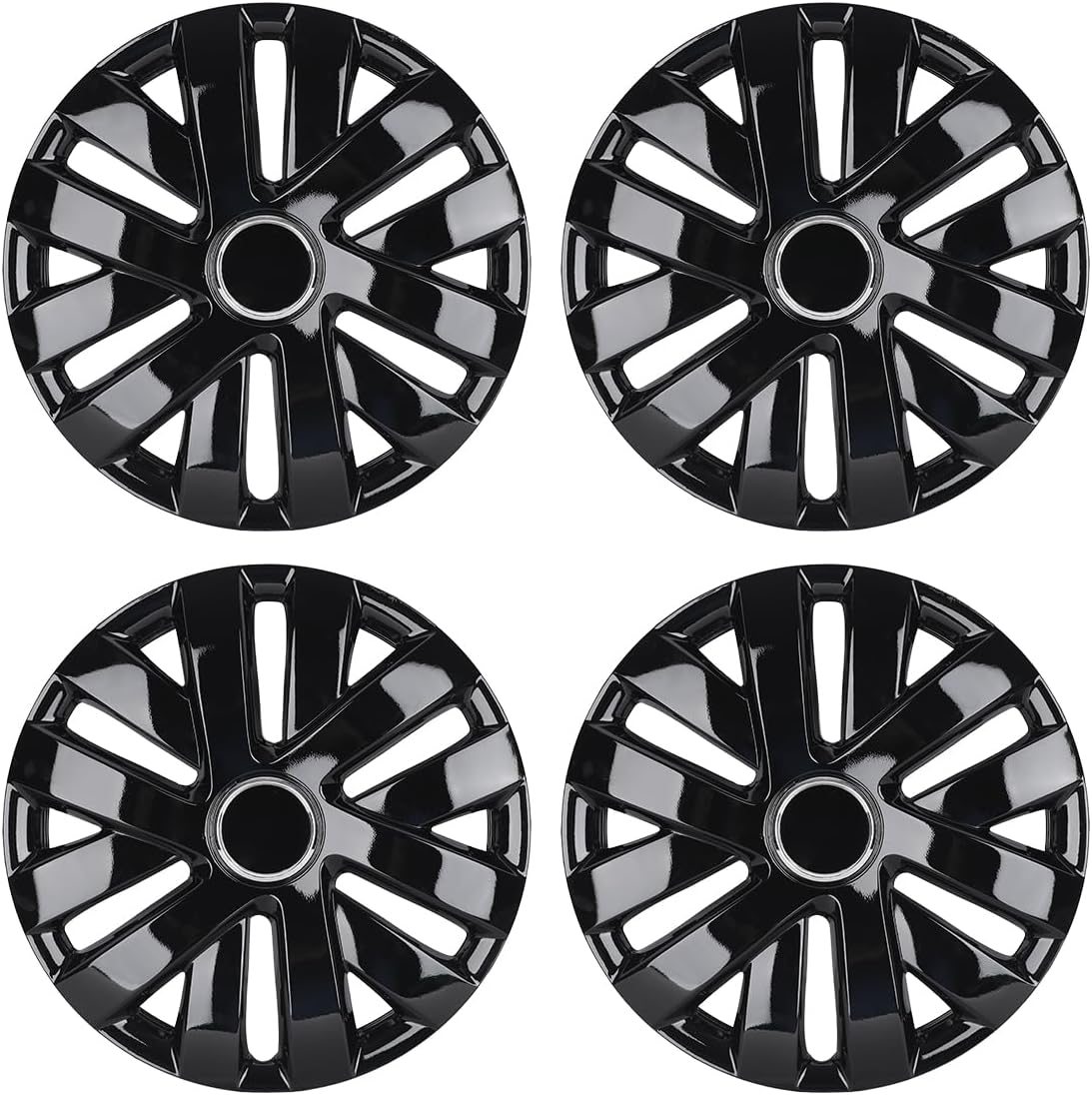 ROXX 4Pcs Set 16inch Universal Wheel Rim Cover Hubcaps Replacement (Only Fit for Iron Hub), ABS Material Snap On Car Truck SUV Hub Cap (5062,Black Lacquer)