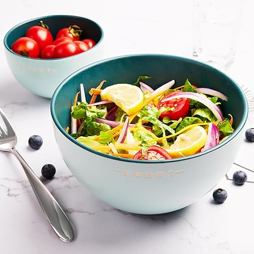 Miniatura 5 de LUMCHIGO Juego de 3 cuencos de cerámica de 4.5, 5.5 y 6.5 pulgadas para cocina, cuencos de cereales para cereales, sopa, avena, frutas, ensalada,