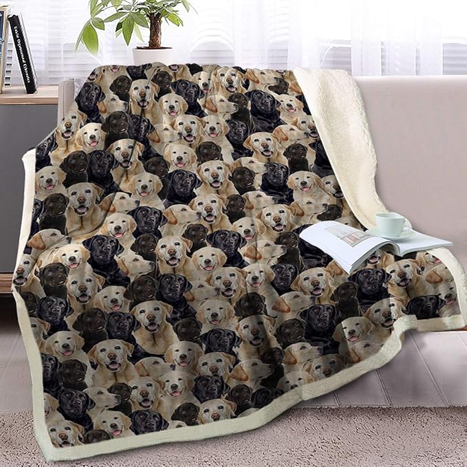 BlessLiving Fuzzy Dogs Blanket For Kids Adults Cute Puppy Fleece