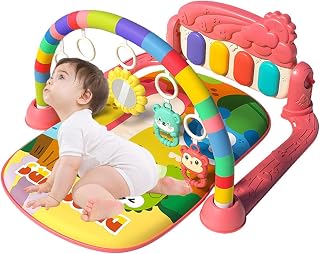 Abonda Baby Piano Gym and Play Gym Mat, Baby Activity Mat, Baby Crawling Mat with Kick and Play Piano Learning Toy, Motor Skills Development Activity Gym for Newborn Toddler Kids