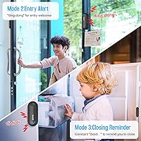 Vista 3 de Pool Door Alarms for Home Security Loud, 0-120 Db Volume Ajustable with 4 Modes, Wireless Door Alarm with Remote for Kids Safety/Dementia