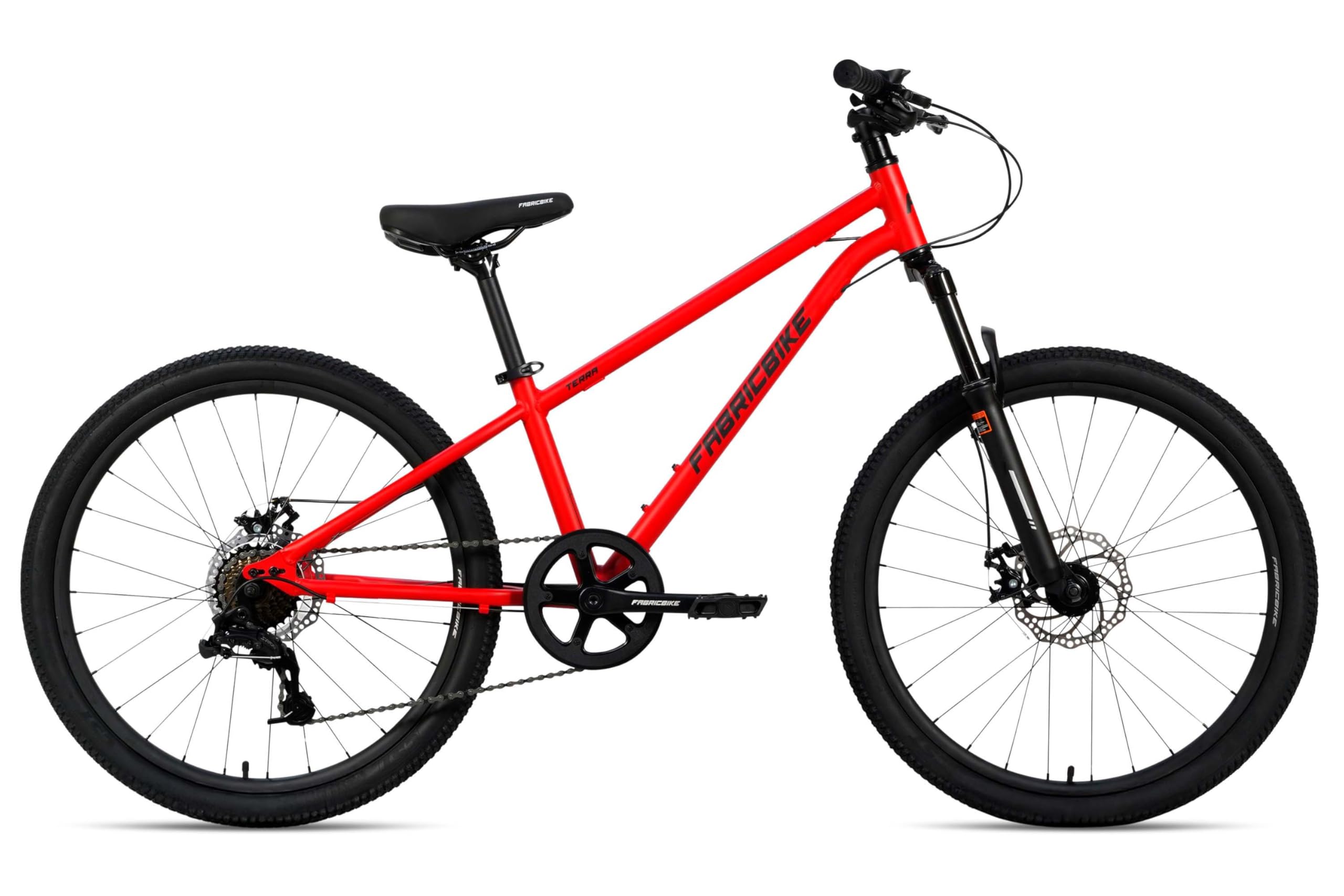 FabricBike Terra - Alu Mountainbike Jugendfahrrad 24 Zoll ab 8, 9, 10 und 11 Jahre, 7-Gang-Schaltung, Scheibenbremse, Federgabel, Kinder Fahrrad