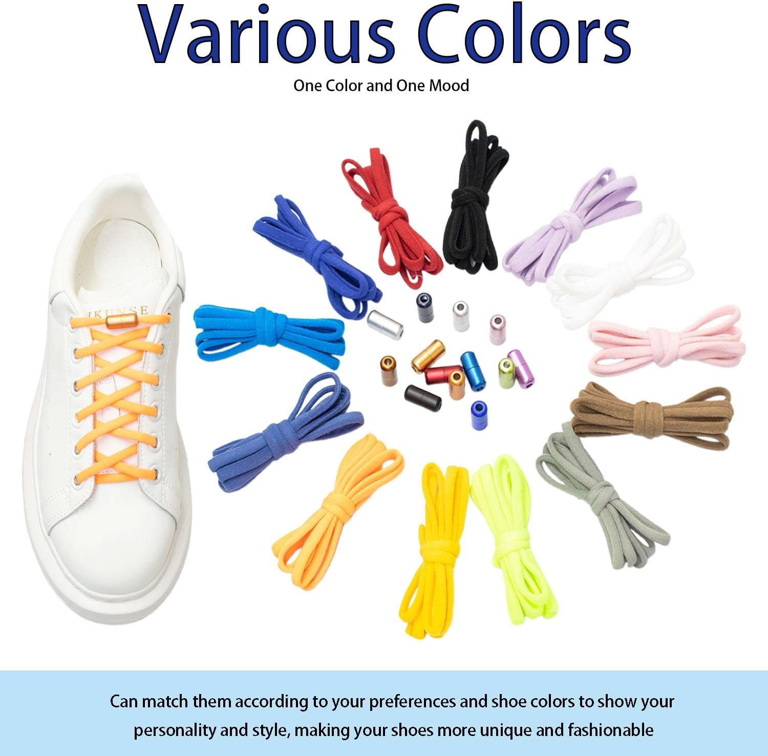 2pairs of Elastic Shoelaces, No Tie Shoe Laces for Sneakers, Capsule Stretchy Laces, Fits All Kids, Man Woman
