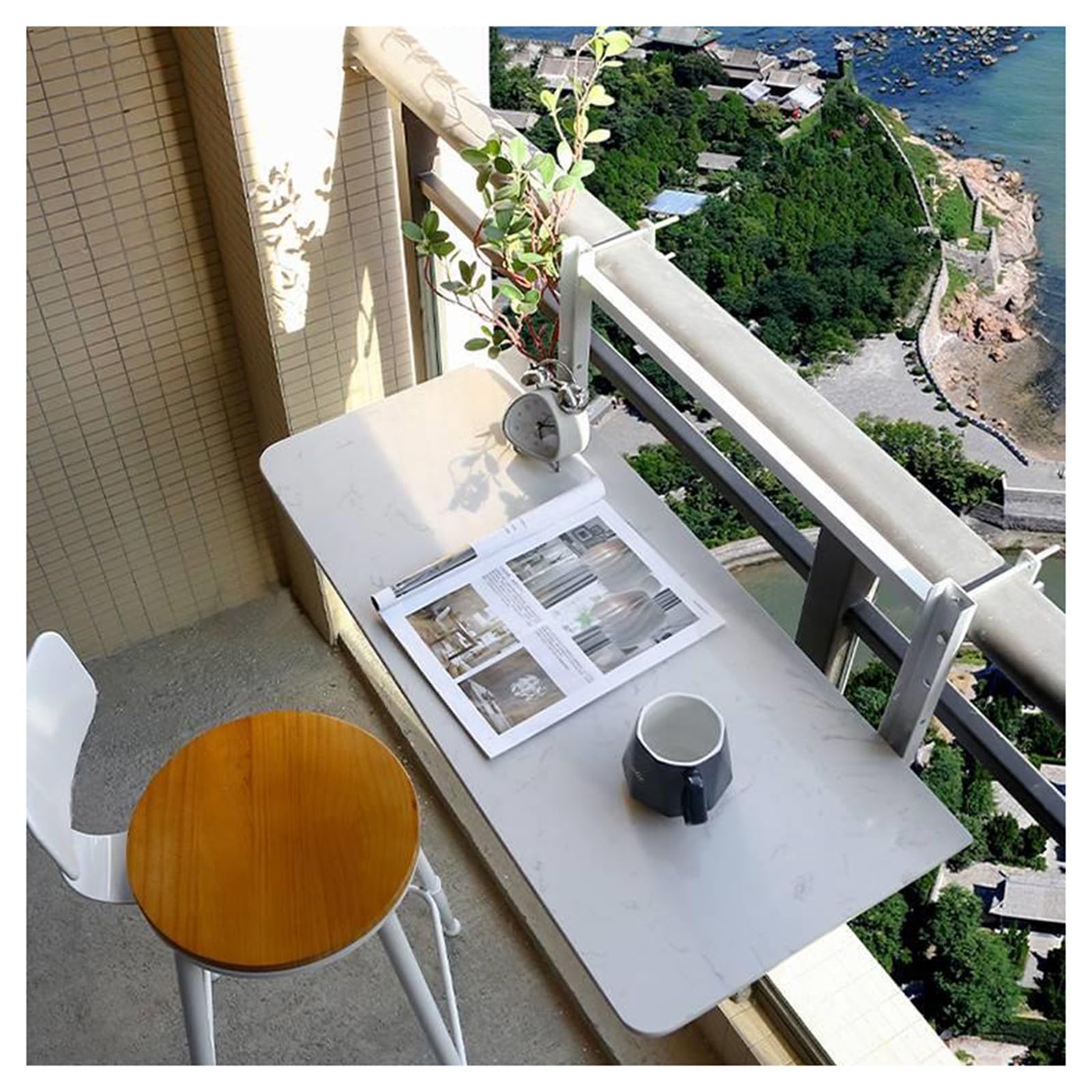 ZHANGGL Adjustable Hanging Balcony Bar for Railing - 3 Heights, Folding Patio Shelf for Gardens, Terraces & Promenades - Ideal Outdoor Space Solution (L100*W35cm)