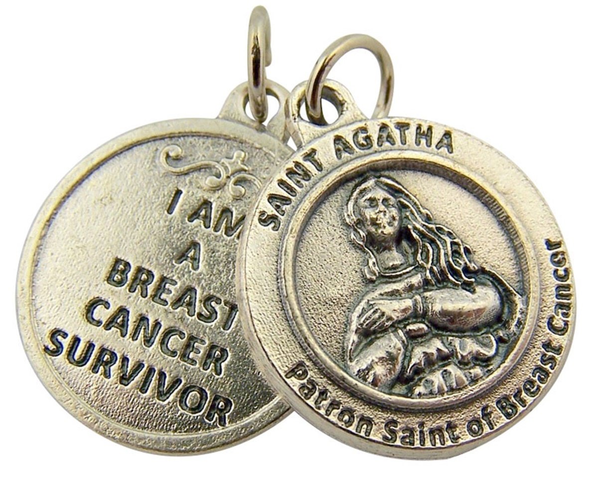 Silver Toned Base Catholic Patron Saint Medal Pendant, 3/4 Inch