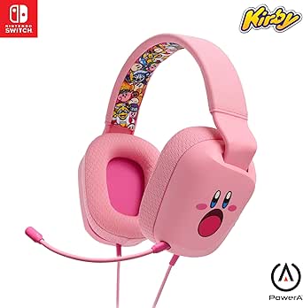 PowerA Wired Stereo Headset for Nintendo Switch - Kirby Mouthful, 3.5 mm, wired, stereo, officially licensed