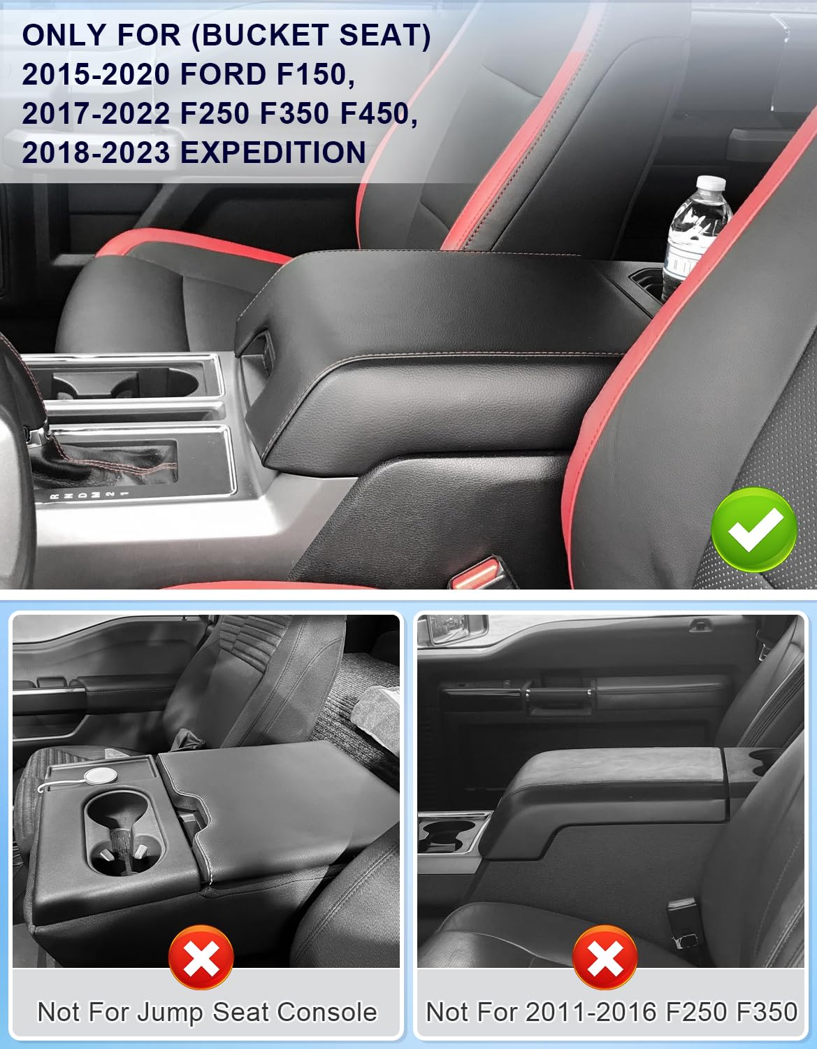 PICAR Center Console Cover Copatible With Ford 2015-2020 F150, 2017-2022 F250 F350 F450, 2018