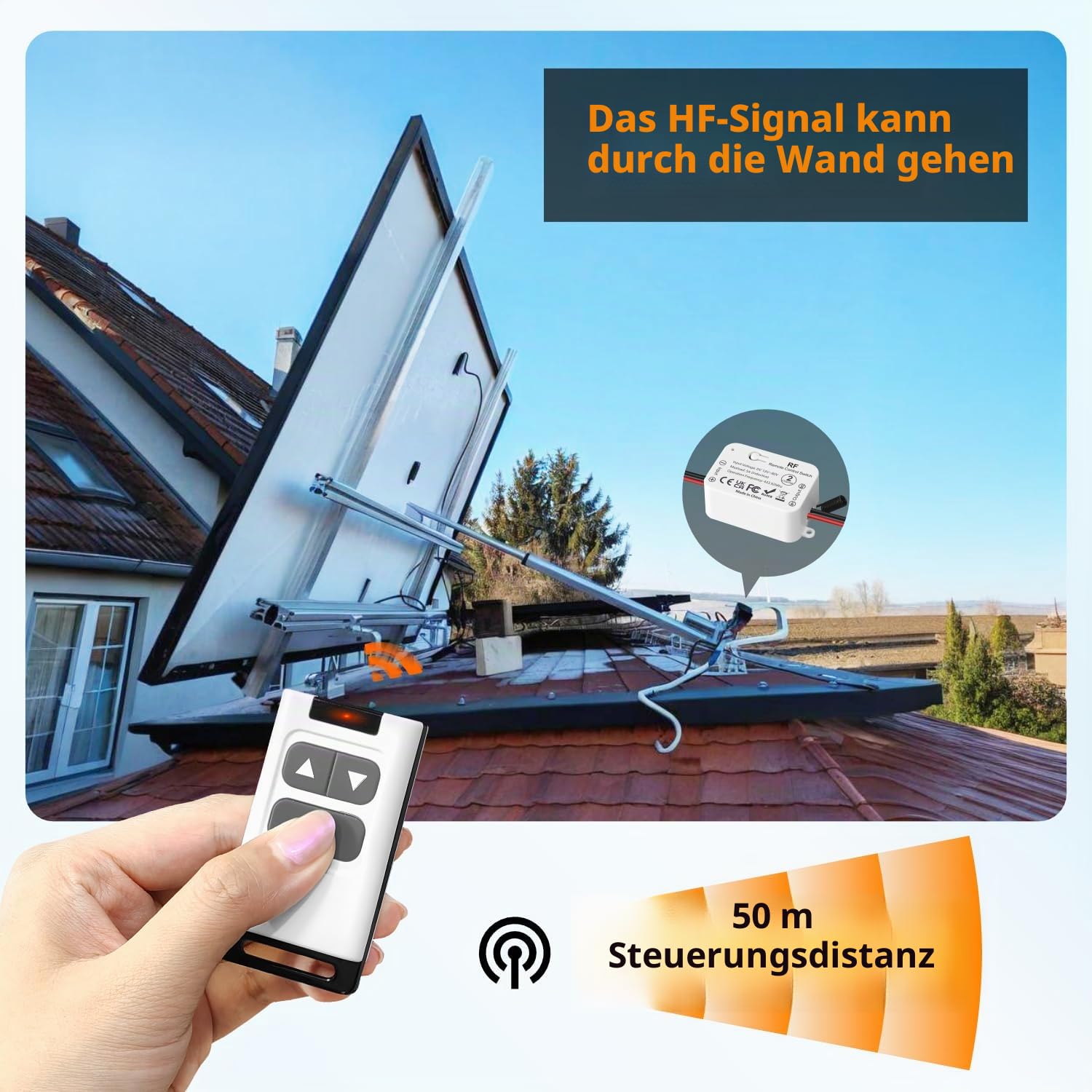 Funk-Fernbedienung für Gleichstrommotoren, 12V 24V 48V 80V Linearantrieb Steuerung für Rolltore/elektrische Rollos/Schlösser/Wasserpumpen - Motor Vorwärts/Rückwärts mit 2 Fernbedienungen