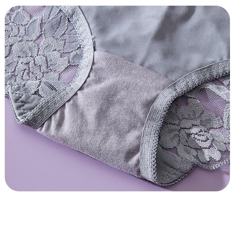 Baumwolle Unterwäsche Stretch Mittelhoher Sportslip Freche Spitzenhöschen Netzstoff Atmungsaktive Unterhosen Weiche und Bequeme Unterwäsche 12Er-Pack