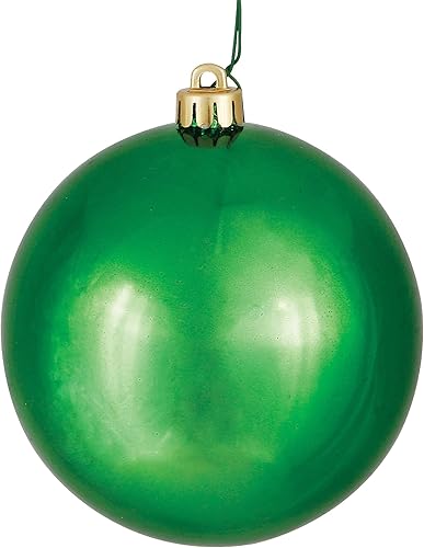 Vista 44 de Vickerman Adorno de bola de caramelo rojo de 12 pulgadas, inastillable y resistente a los rayos UV, confiable y listo para colgar, adornos rojos