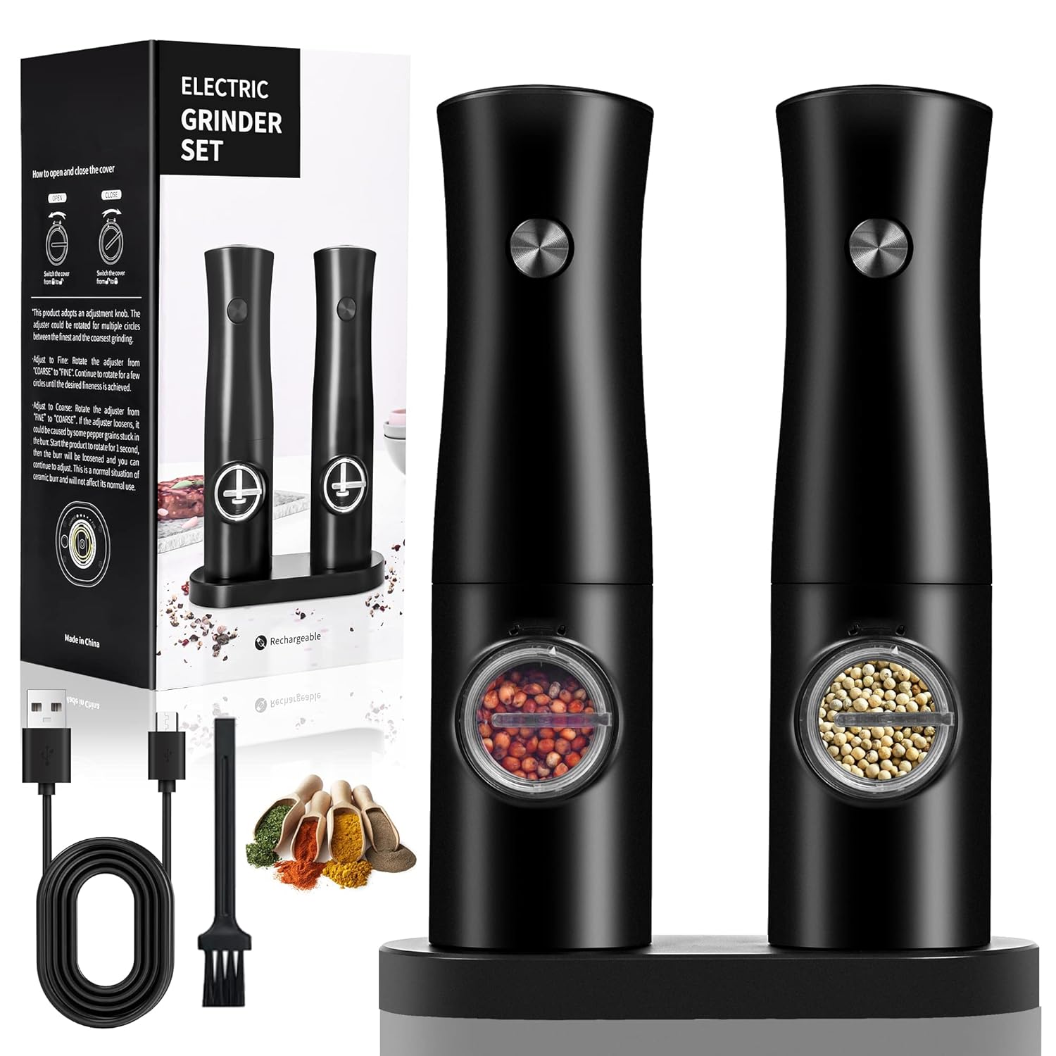 Buy CDRCMXV Electric Pepper and Salt Grinder Set, Automatic Gravity