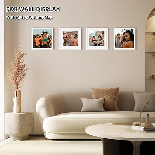 Vista 157 de KINLINK Juego de 4 portarretratos de 12 x 12 pulgadas, cuadrados de madera mate de 8 x 8 pulgadas con plexiglás para 8 x 8 pulgadas con paspartú
