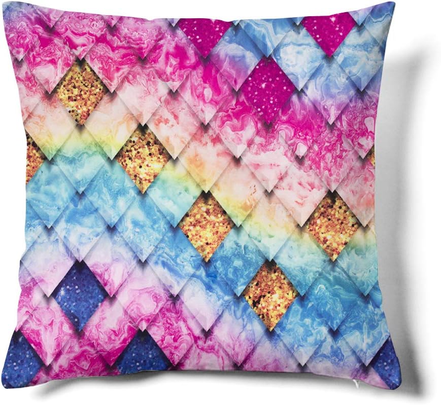 MACOFE Soft Throw Pillow Covers Decorative Pink Trippy Cushion Covers for Sofa Couch Chair 18 x 18 Inch Coastal Colorful Coral