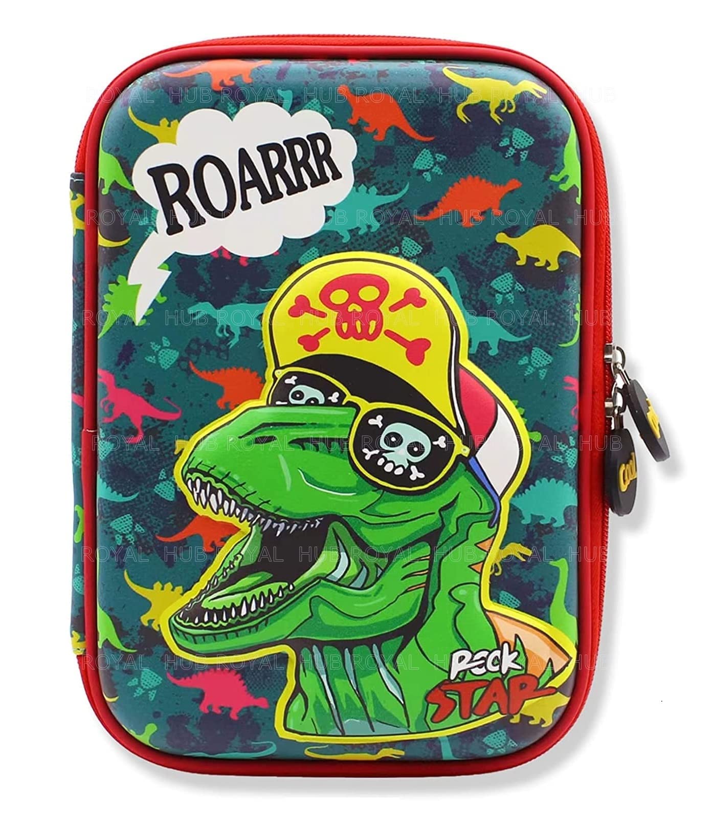 Royal Hub Branded Dragon Dinosaur Embossed 3D Cover Pencil Case Compartments, Pencil Pouch Kids, School Supply Organizer Students, Stationery Box, Cosmetic Zip Pouch Bag (1 Unit, Canvas, Multicolor) (B0BGZNQWVL) Amazon Price History, Amazon Price Tracker