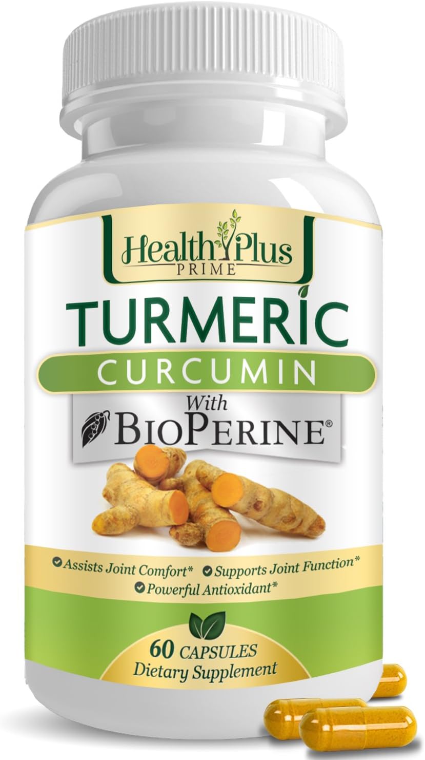 Health Plus Prime Turmeric Curcumin with 95% Curcuminoids for Maximum Health & Vitality (60 Capsules)