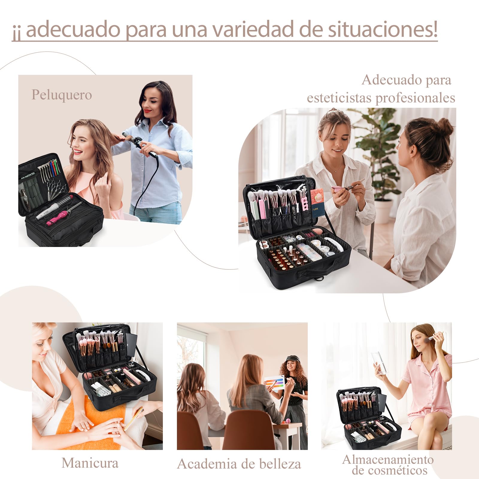 Neceser de Maquillaje Profesional Bolsa de Maquillaje Grande Mujer Organizador de Maquillaje Mujer Maletin Maquillaje, Negro Oscuro
