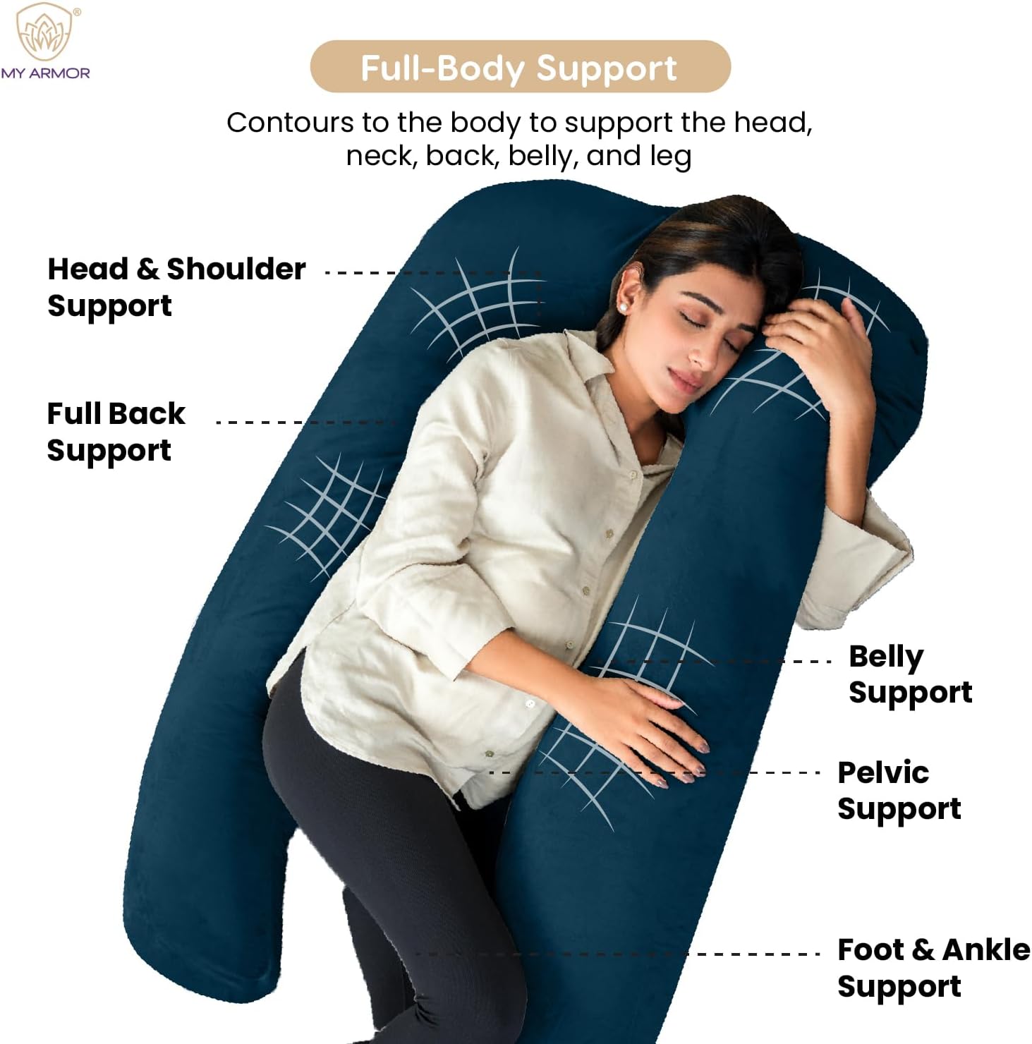 Pregnancy Pillow U Shaped Full Body Maternity Nursing Pillow Support Cushion for Abdomen, Hip, Spine, Neck and Head for Pregnant Women,