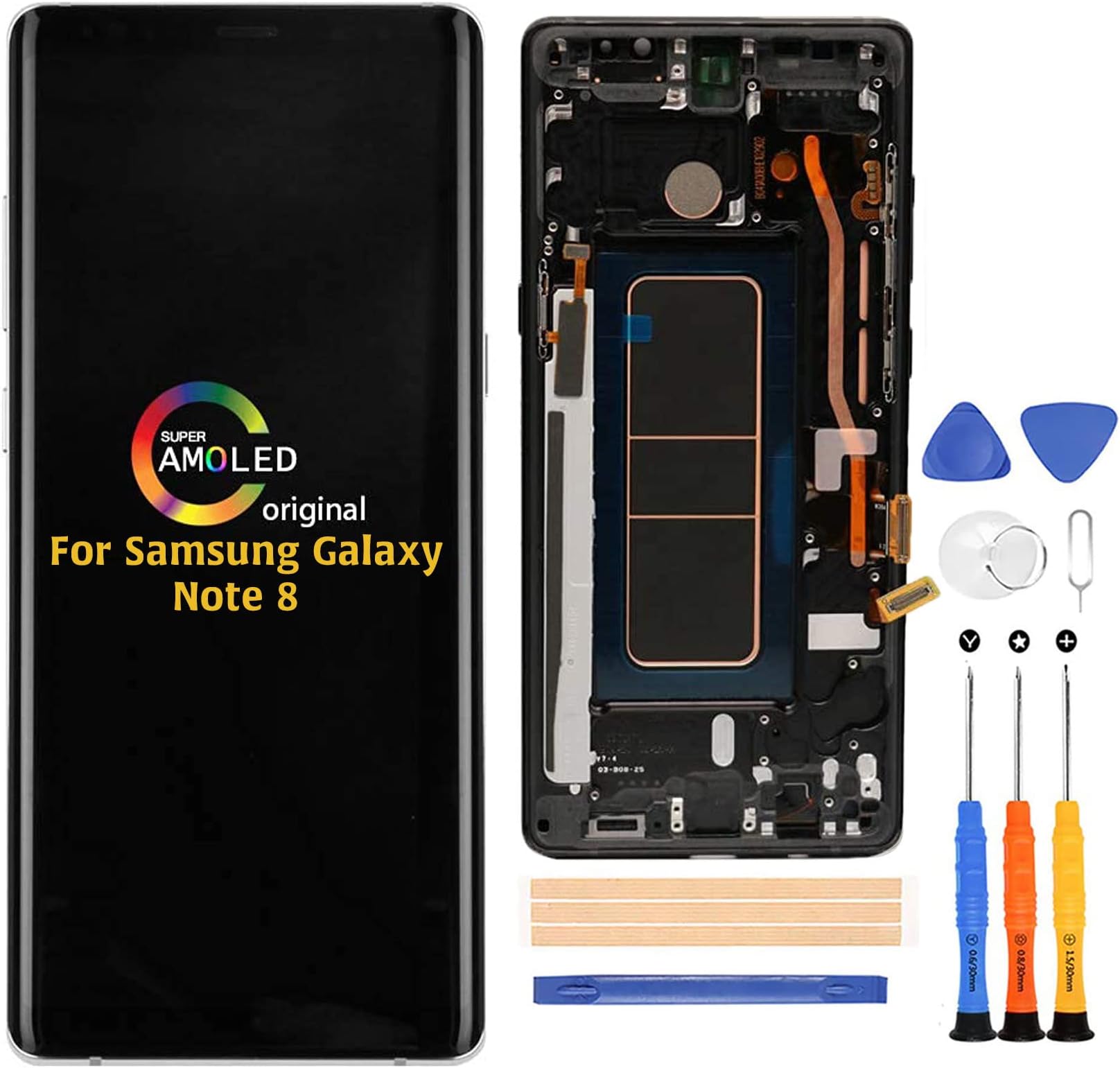 A-MIND for Samsung Galaxy Note 8 N950 Screen Replacement(with Frame),for Note 8 2017 -N9500 N950F/DS/W/U LCD Display Touch Screen Digitizer Assembly Parts,with Screen Protector+Tools (Black Frame)