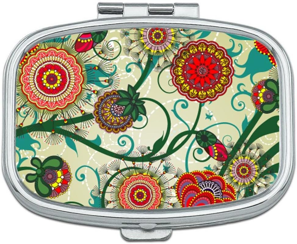 Beautiful Floral Vintage Custom Rectangle Silver Pill Box Pocket Medicine Tablet Holder Organizer Pill Decorator Case Purse