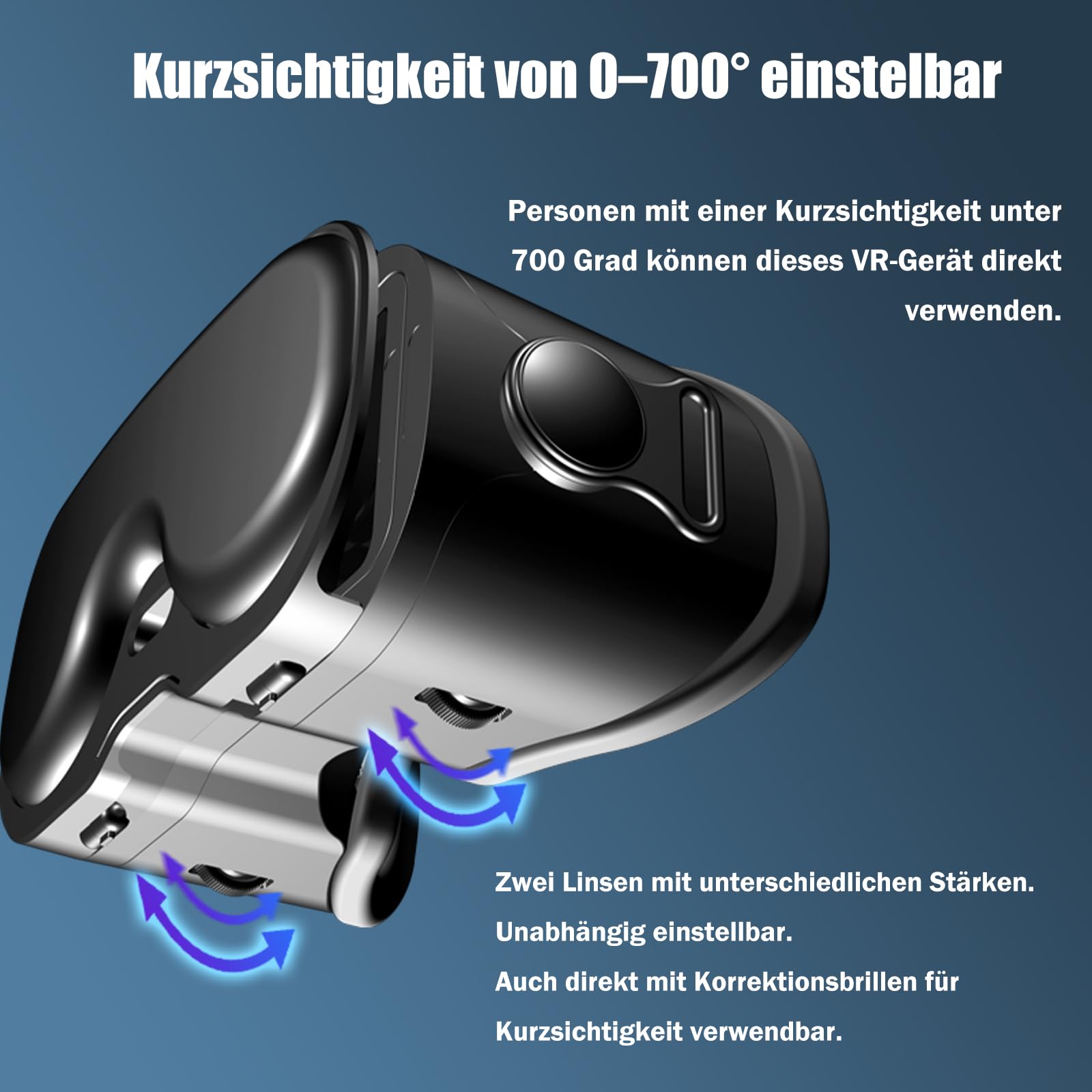 VR-Brille für Handy mit Controller, Einstellbare 3D-Brille Kompatibel mit 5-7 Zoll, Blaulichtfilter & HD-Linsen, Für Mobile Games & Filme