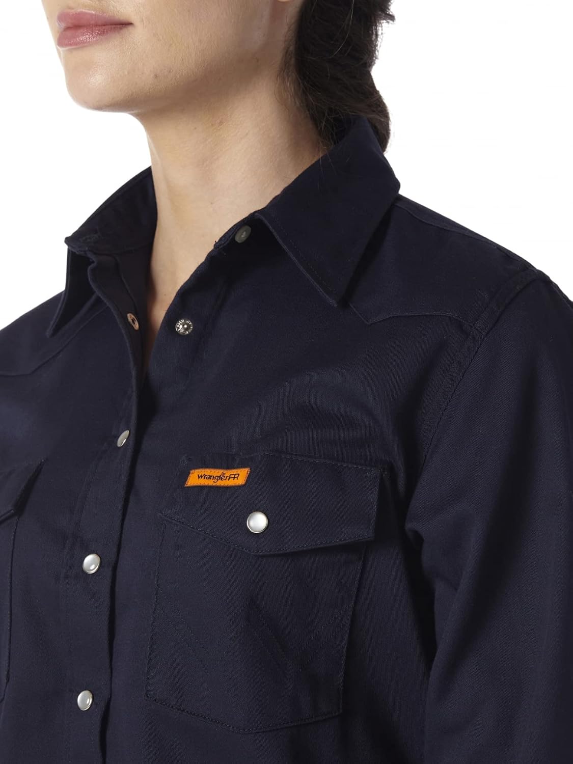 Wrangler Riggs Workwear Women's FR Flame Resistant Western Long Sleeve Twill Button Work Shirt - Image 3