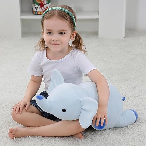 Miniatura 4 de Animales de peluche de elefante con peso, 24 pulgadas, almohada gigante de elefante de 4.2 libras, para adultos, niños y niñas para cumpleaños o