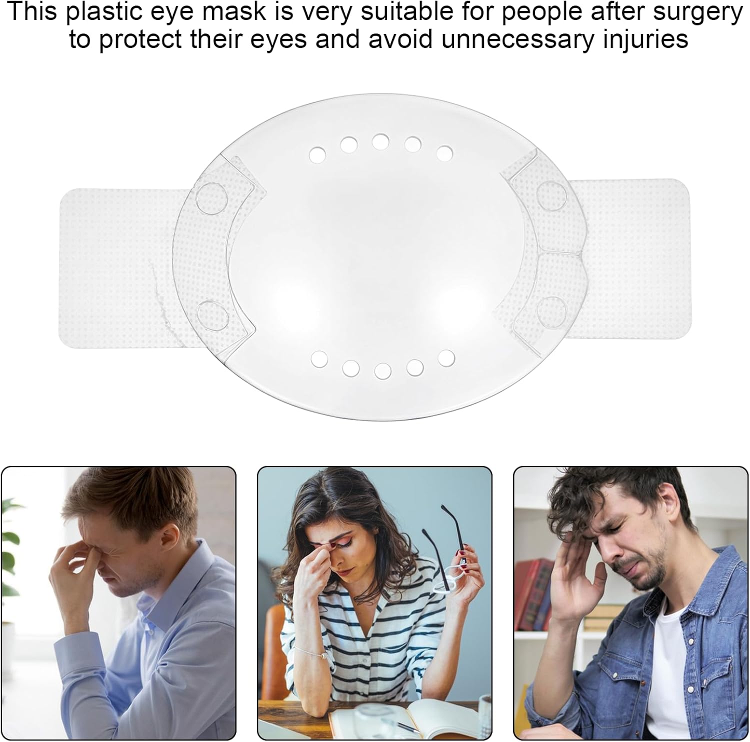 Mabor 6PCS Clear Eye Shields with Holes - Medical Eye Patches for After Surgery Protection, Breathable Eyes Covers for Cataract Recovery