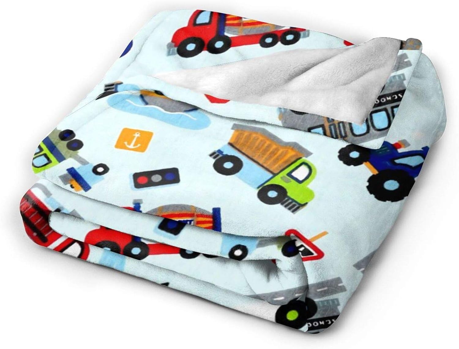 Cartoon Truck Flannel Fleece Blanket, Soft Microfiber Cozy Lightweight Sofa Travel Blanket for Baby, Kids, Youth (50"x40" for Kids) - Image 2
