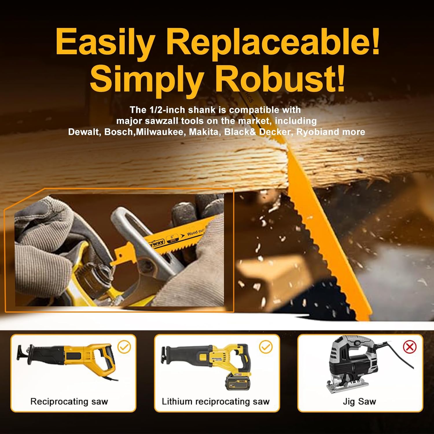 Luckyway 32-Piece Reciprocating Saw Blades Set, Sawzall Blades Set, Metal/Woodcutting Saw Blades, Pruner Saw Blades with Tough Storage Case