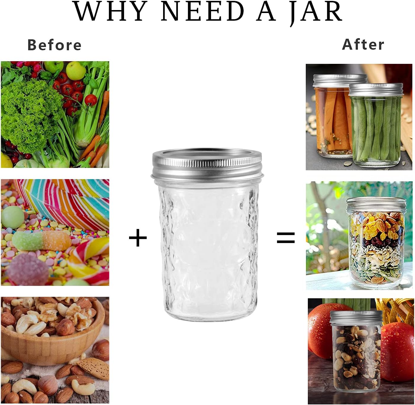 16 Pack 8 OZ Mason Jars with Lids - OAMCEG Regular Mouth Canning Jars, 100% Recycled Glass Bottles for Regular Mouth Mason Jars, Ideal for Juice, Jam, Honey and Spice, Honey, Baby Foods