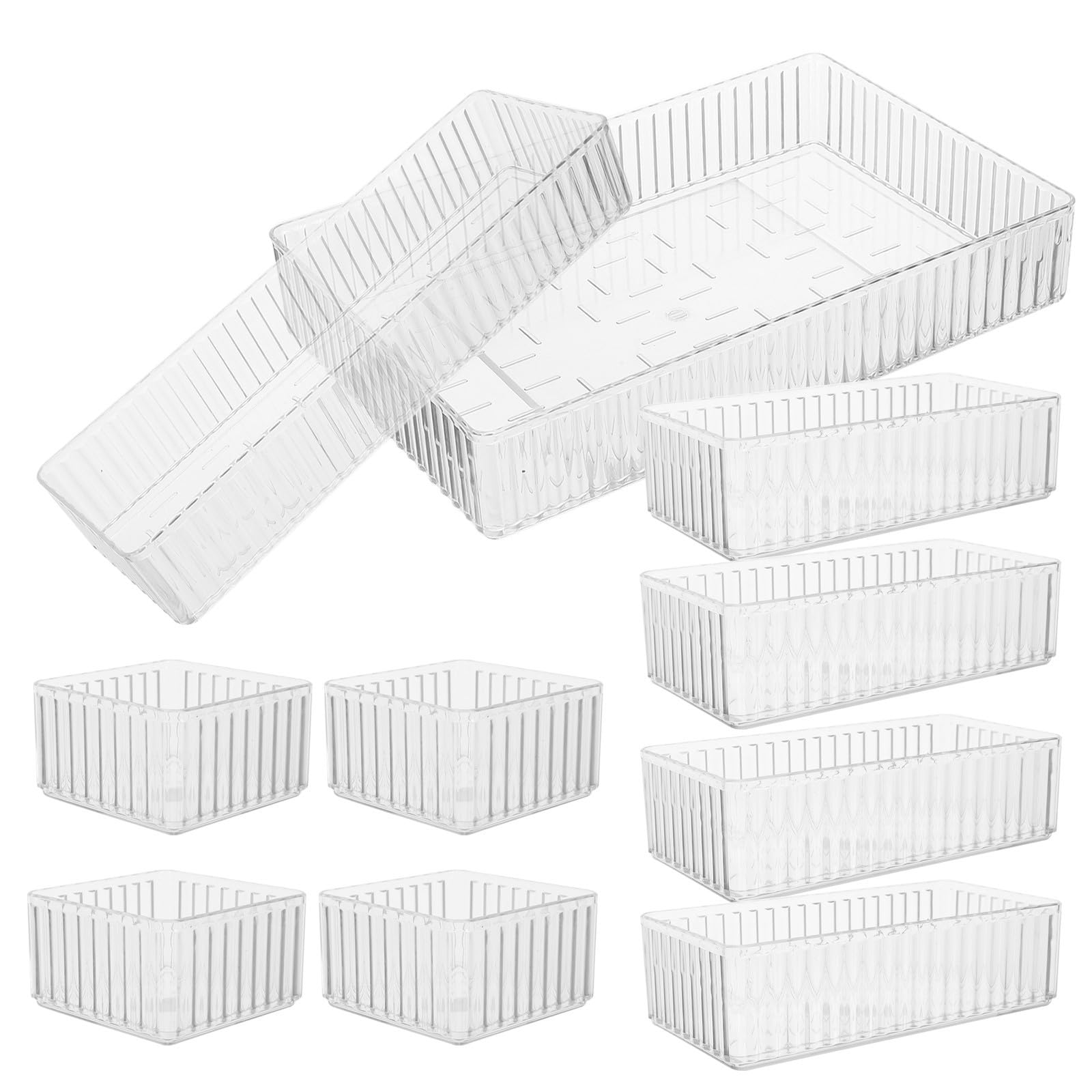 Boîte de rangement transparente pour tiroirs de coiffeuse et maquillage épuré