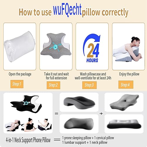 Miniatura 6 de Almohada de lectura para reposo en cama, almohada de apoyo para la barbilla y la espalda, almohada de cuña de cabecero, espuma viscoelástica