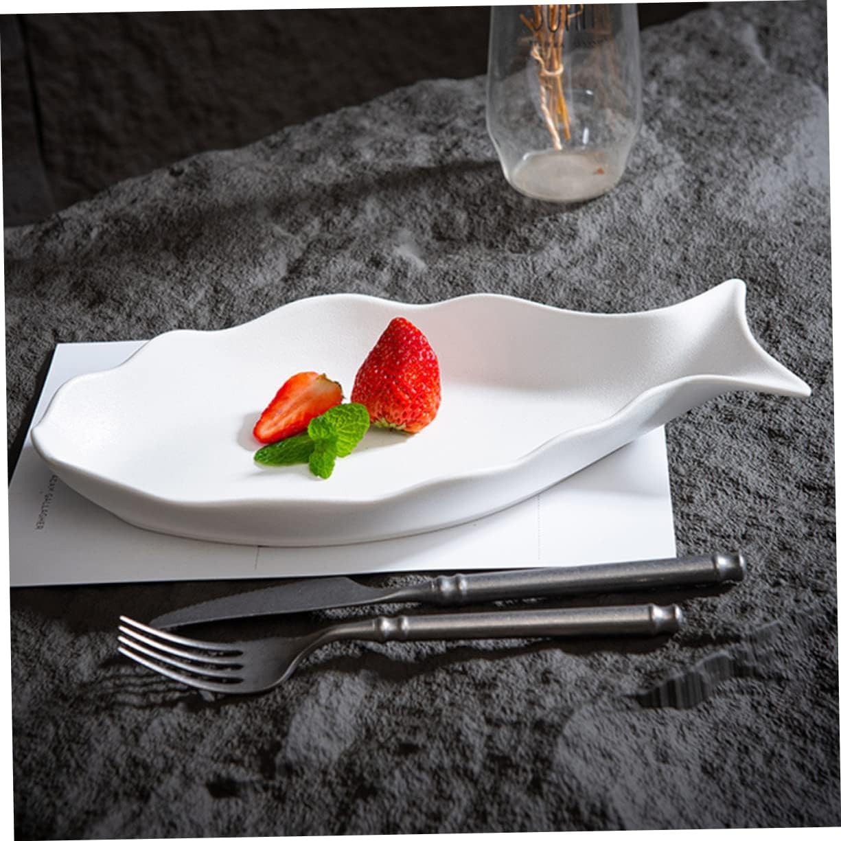 Fish Shaped Steaming Plate Premium Frosted Ceramic Steamer for Home Cooking Appetizer Serving and Roasting for Dinner Parties and Hotel Kitchens