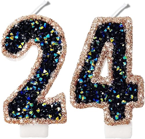 Miniatura 369 de Velas de números con purpurina de oro rosa de 2.8 pulgadas, muchos colores, regalos de cumpleaños de 22 años, velas de cumpleaños, velas de números