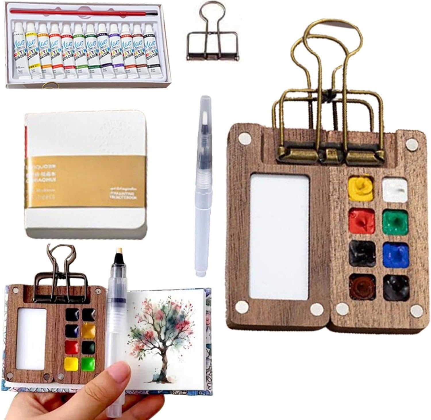Amazon.co.jp: トラベルペイントパレット、Pocket Artis ミニ水彩
