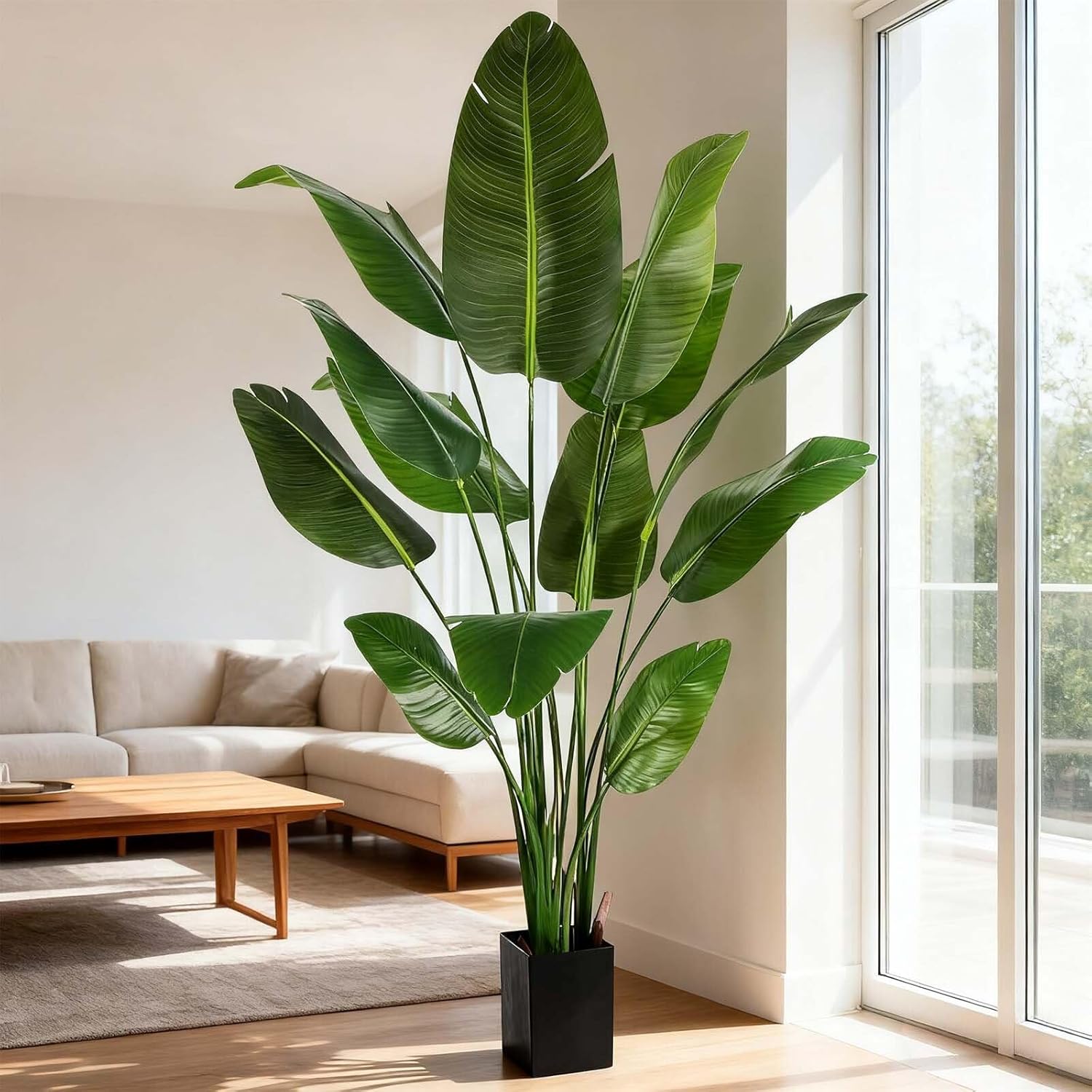 Artificial Paradise Bird - Fake Plant Indoor Artificial Tropical Palm Bonsai Suitable for Home Office Decoration, Relocation Decoration, 6 Feet