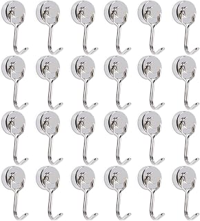 MAGXCENE 24 Pack Swivel Swing Magnetic Hooks, Strong Neodymium Magnetic Hooks Heavy Duty for Hanging, Rare Earth Magnet Hagner for Grill Classroom Cruise Kitchen Indoor Outdoor, 20mm in Diameter
