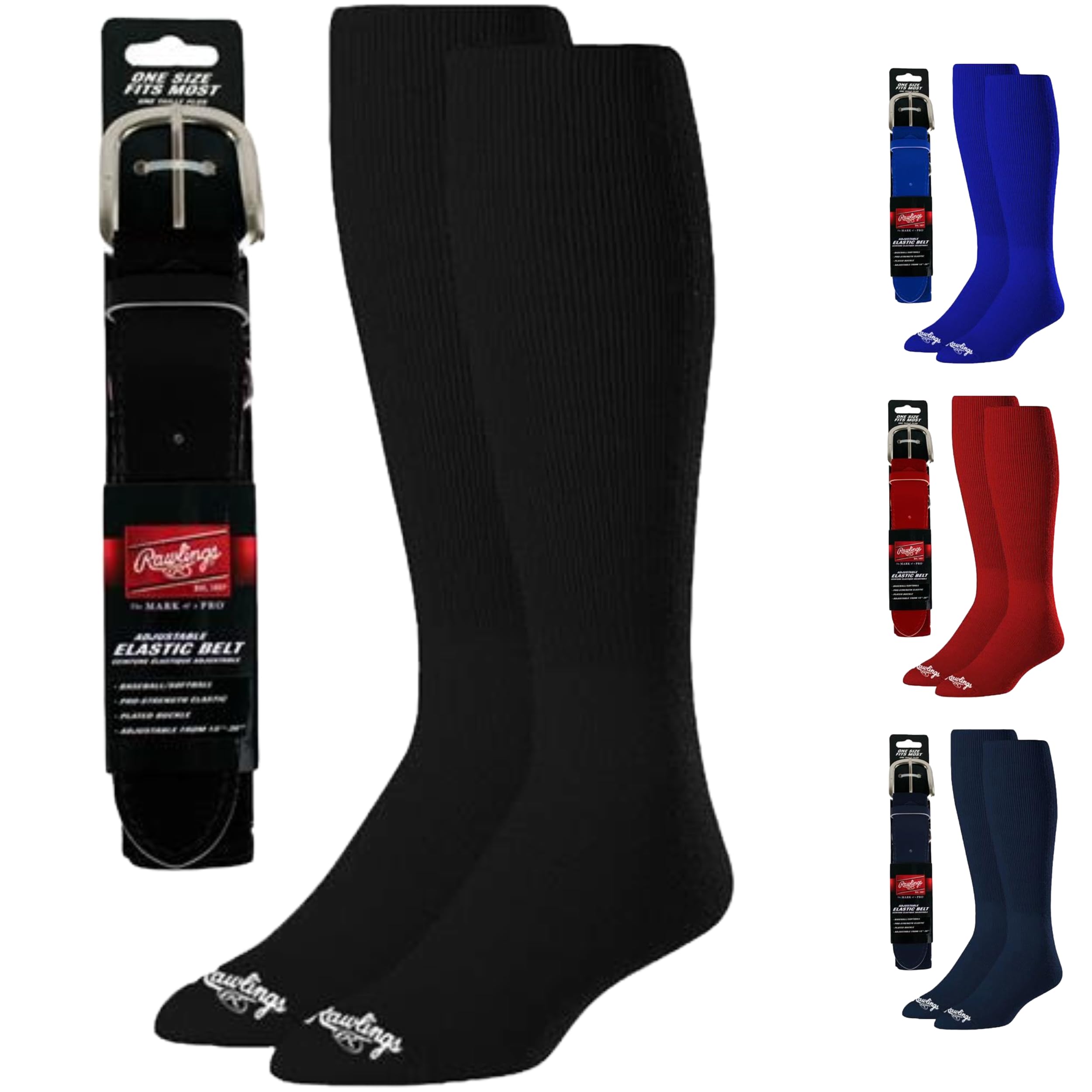 Rawlings | Belt & Socks Combo | Baseball/Softball | Multiple Sizes & Colors