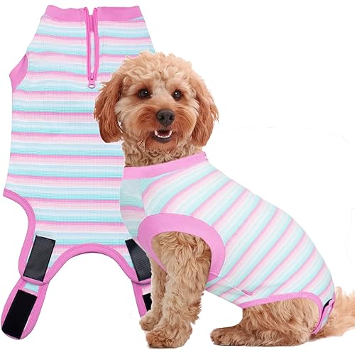 Wabdhally Dog Surgery Recovery Suit,Surgical Recovery Female Spay Suit for Small Dogs Cats,Surgery Recovery Multi Pink Onesie S
